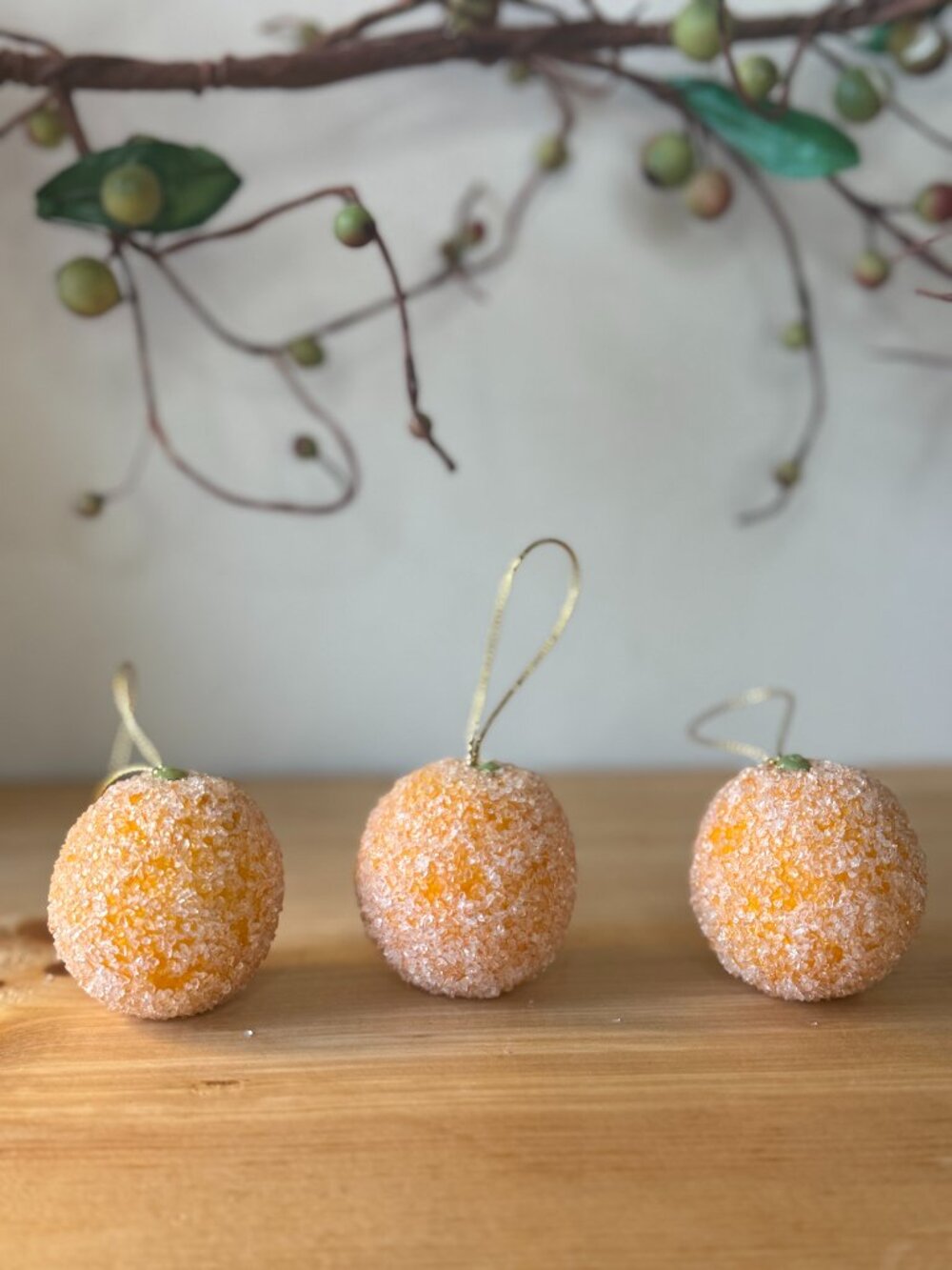 Vintage Sugared Orange Ornaments Set of 3 Retro Citrus Holiday Home Decor #5